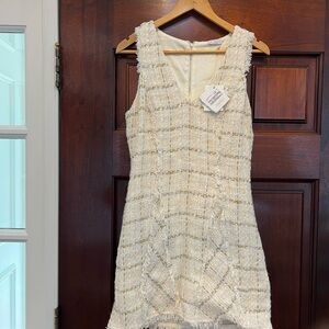 NWT Brunello Cucinelli tweed plaid sleeveless v neck dress just above the knee!